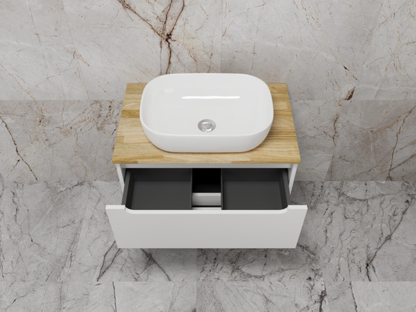 Изображение товара Тумба под умывальник Symbolite Бали 70 2 ящика со столешницей (подвесная, белый софт)