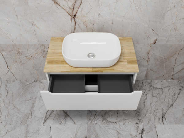 Изображение товара Тумба под умывальник Symbolite Бали 80 2 ящика со столешницей (подвесная, белый софт)