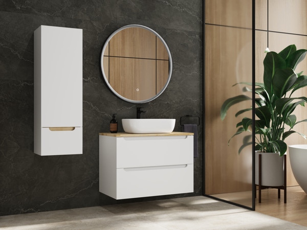 Изображение товара Тумба под умывальник Symbolite Бали 80 2 ящика со столешницей (подвесная, белый софт)