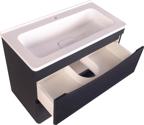 Изображение товара Тумба под умывальник Symbolite Бергамо мини 70 Люкс Plus 2 ящика (подвесная, черный)