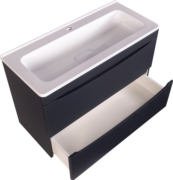Изображение товара Тумба под умывальник Symbolite Бергамо мини 90 Люкс Plus 2 ящика (подвесная, черный)