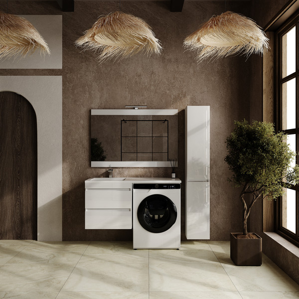 Изображение товара Тумба под умывальник Symbolite Даллас Леон 120 Люкс Plus (подвесная, белый)