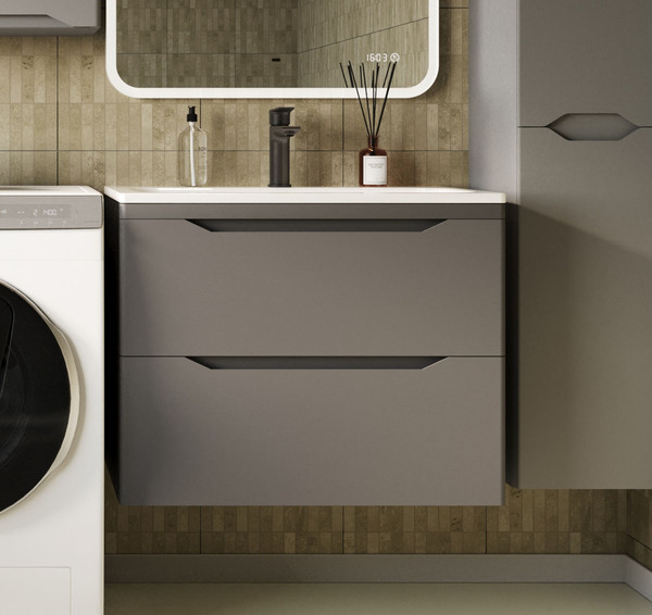 Изображение товара Тумба под умывальник Symbolite Марелла 70 Люкс Plus 2 ящика (подвесная, серый)