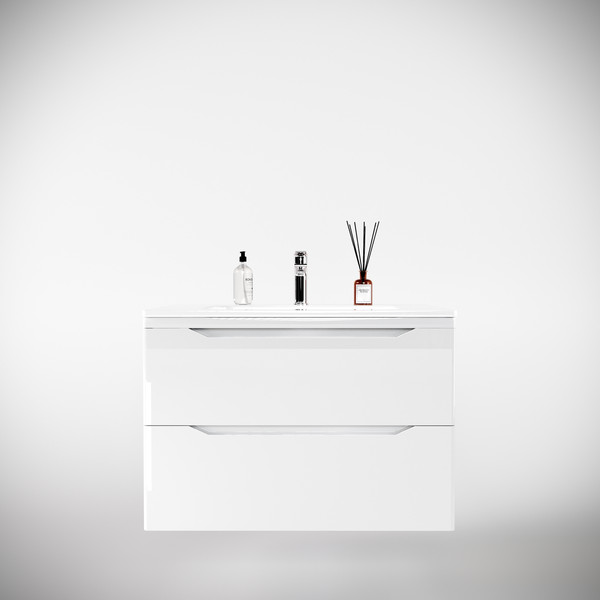Изображение товара Тумба под умывальник Symbolite Марелла 80 Люкс Plus 2 ящика (подвесная, белый глянец)