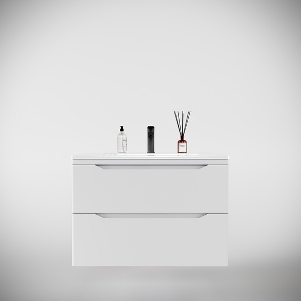 Изображение товара Тумба под умывальник Symbolite Марелла 80 Люкс Plus 2 ящика (подвесная, белый матовый)