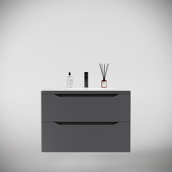 Изображение товара Тумба под умывальник Symbolite Марелла 80 Люкс Plus 2 ящика (подвесная, серый)