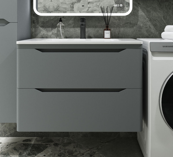 Изображение товара Тумба под умывальник Symbolite Марелла 80 Люкс Plus 2 ящика (подвесная, серый)
