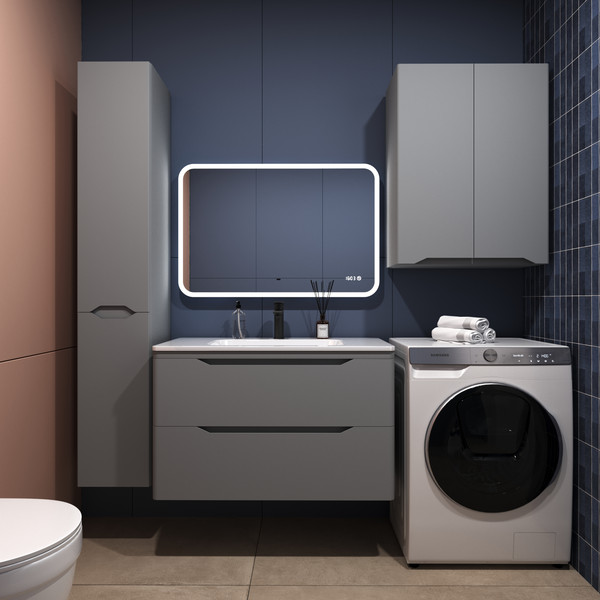 Изображение товара Тумба под умывальник Symbolite Марелла 90 Люкс Plus 2 ящика (подвесная, серый)