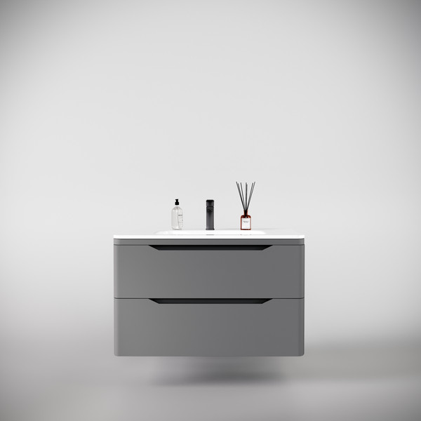 Изображение товара Тумба под умывальник Symbolite Марелла 90 Люкс Plus 2 ящика (подвесная, серый)