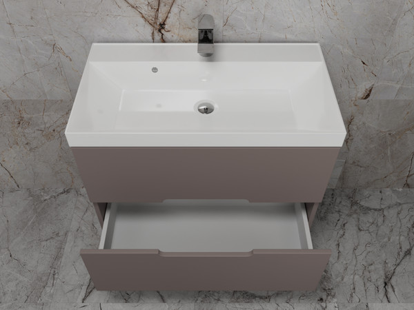 Изображение товара Тумба под умывальник Symbolite Матис 80 Classic 2 ящика (подвесная, тауп темный)