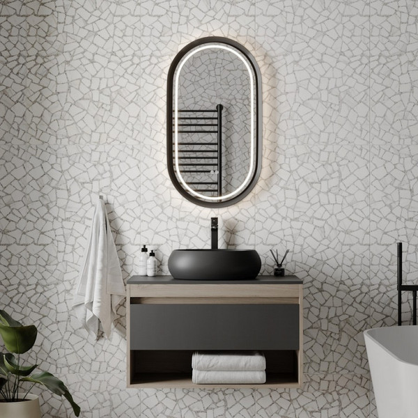 Изображение товара Зеркало Teymi Iva Magic Black 50х90 LED / T20622 (подсветка, сенсор, антипар)