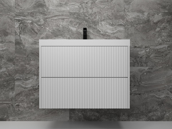 Изображение товара Тумба под умывальник Symbolite Стокгольм 80 Classic Push 2 ящика (подвесная, белый рифленый софт)