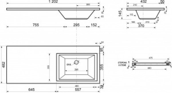 Изображение товара Умывальник Symbolite Estetus Даллас 120x48 правый