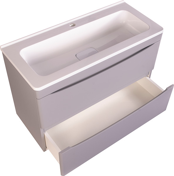 Изображение товара Тумба под умывальник Symbolite Бергамо мини 90 Люкс Plus 2 ящика (подвесная, серый)