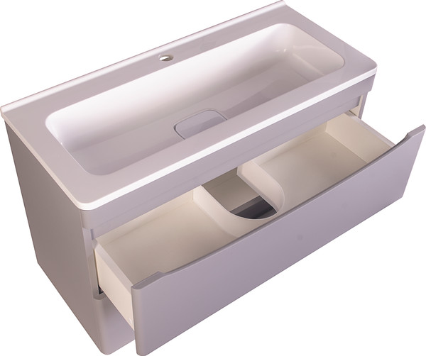 Изображение товара Тумба под умывальник Symbolite Бергамо мини 90 Люкс Plus 2 ящика (подвесная, серый)