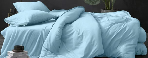 Изображение товара Комплект постельного белья LUXOR № Голубой (N) 2.0 с европростыней (поплин гл/кр)