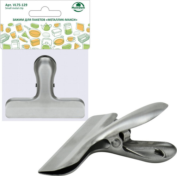Изображение товара Зажим для пакетов Мультидом Металлик-Макси VL75-129