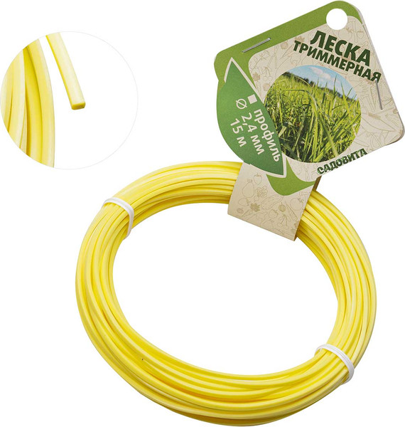 Изображение товара Леска для триммера Садовита Квадрат d-2.4мм (15м)