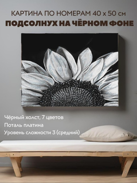 Изображение товара Картина по номерам ILikeGift Подсолнух на черном фоне / BQH0003