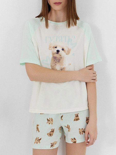 Изображение товара Пижама Mark Formelle 592535 (р.164/170-100-106, светло-молочный/собачки на светлой мяте)