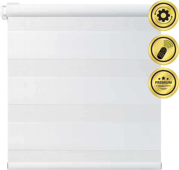 Изображение товара Рулонная электроштора НеоФьюжен Баланс 260х250 левая (белый, белая фурнитура)