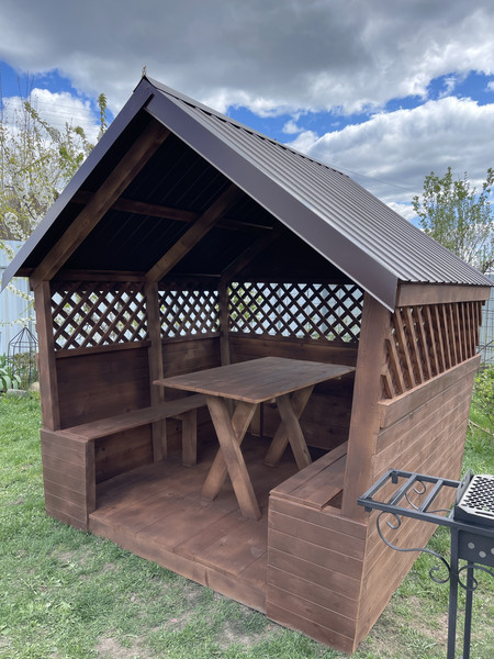 Изображение товара Беседка КомфортПром С двухскатной крышей 2x2метра / 102222223