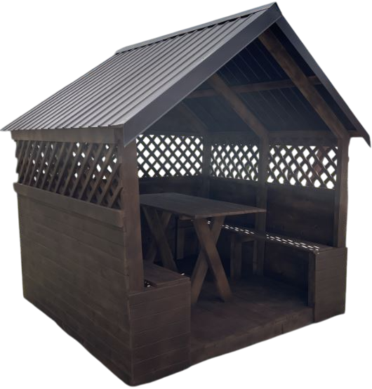 Изображение товара Беседка КомфортПром С двухскатной крышей 2x2метра / 102222223