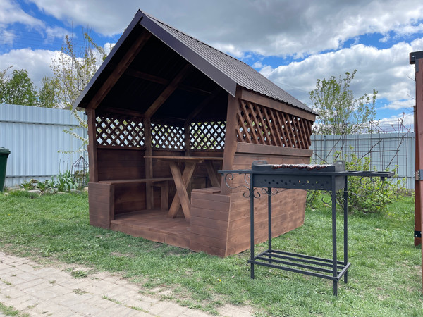 Изображение товара Беседка КомфортПром С двухскатной крышей 2x3 метра / 102222224