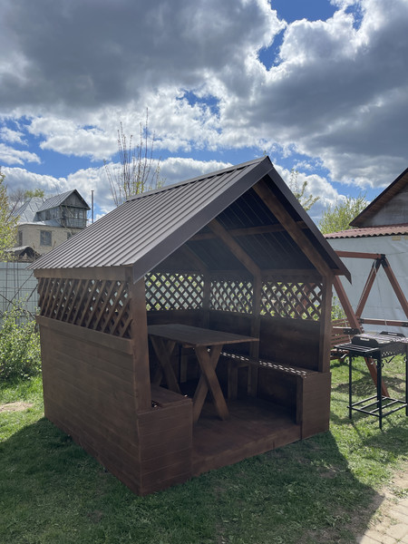 Изображение товара Беседка КомфортПром С двухскатной крышей 2x3 метра / 102222224