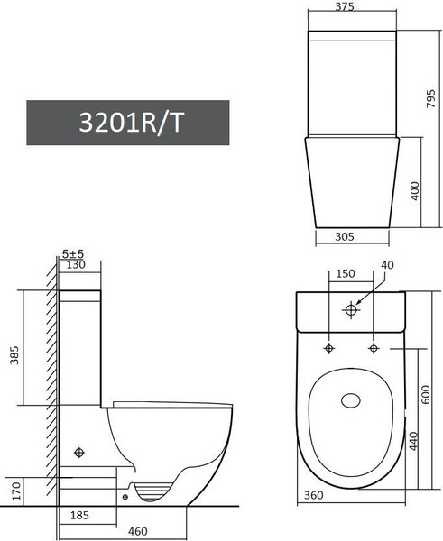 Изображение товара Унитаз напольный Grado GD-3201R (с сиденьем)