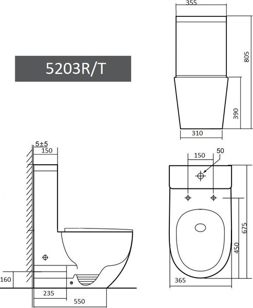 Изображение товара Унитаз напольный Grado GD-5203R Моно (с сиденьем)