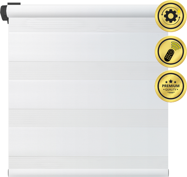 Изображение товара Рулонная электроштора НеоФьюжен Баланс 230х250 левая (белый, черная фурнитура)