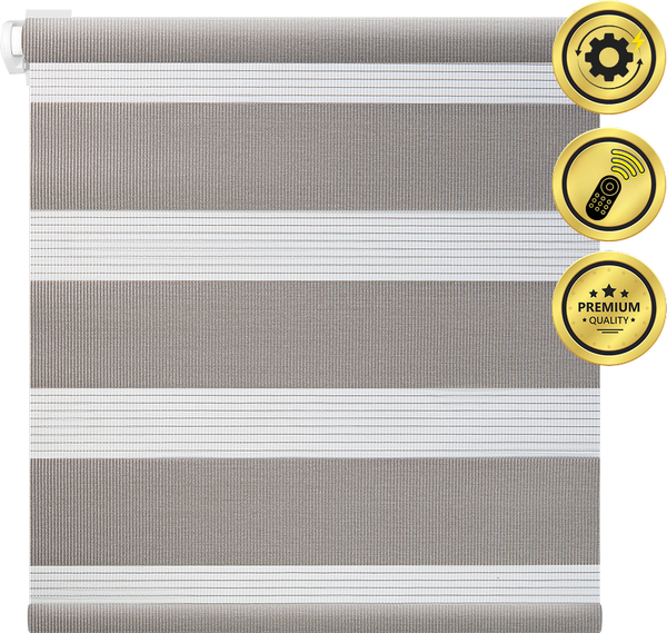 Изображение товара Рулонная электроштора НеоФьюжен Баланс 150х250 левая (серый, белая фурнитура)