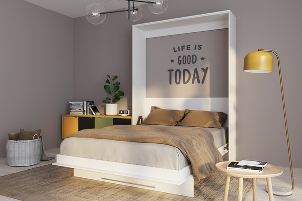 Изображение товара Шкаф-кровать трансформер Макс Стайл Mykonos Eco 160x200x18 Egger (белый классический W960 ST7)