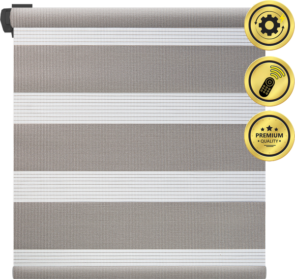 Изображение товара Рулонная электроштора НеоФьюжен Баланс 250х250 правая (серый, черная фурнитура)