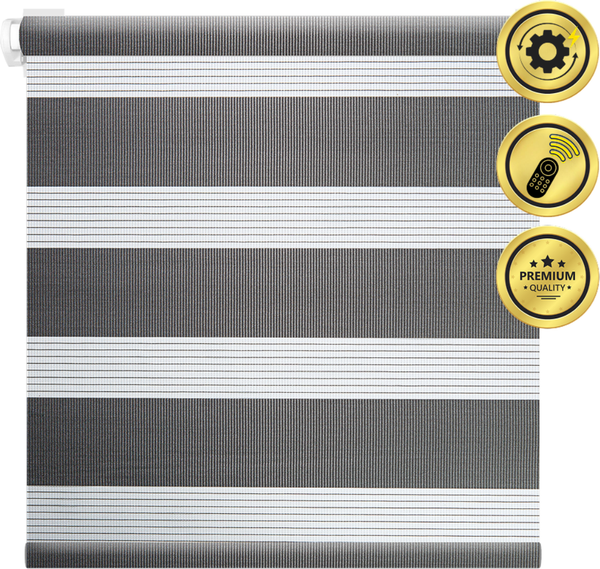 Изображение товара Рулонная электроштора НеоФьюжен Баланс 270х250 правая (темно-серый, белая фурнитура)