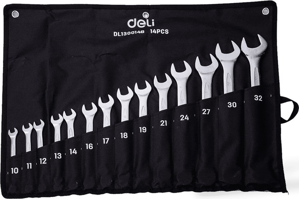 Изображение товара Набор ключей Deli EDL130014B (14шт, серебристый)