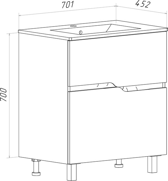 Изображение товара Тумба под умывальник Runo Палермо 70 (напольная)
