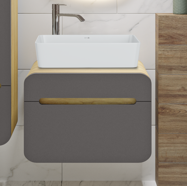 Изображение товара Тумба под умывальник Runo Ницца 60 (подвесная, дуб натуральный/графит)
