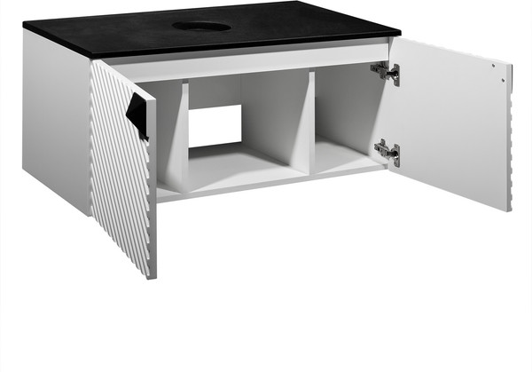 Изображение товара Тумба под умывальник Runo Андорра 85 (подвесная, белый матовый/черный)