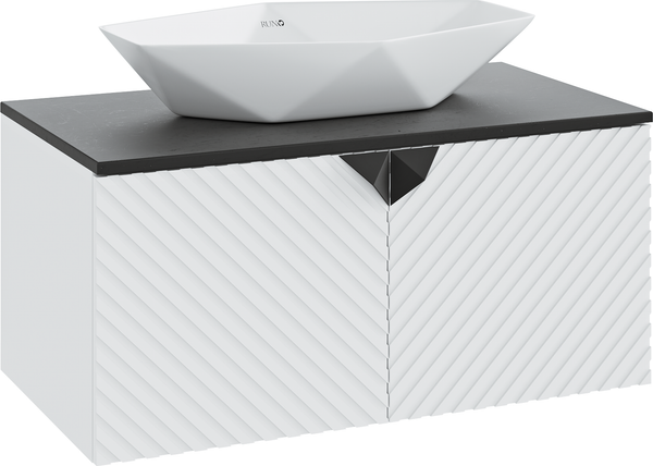 Изображение товара Тумба под умывальник Runo Андорра 85 (подвесная, белый матовый/черный)
