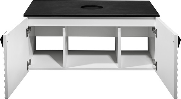 Изображение товара Тумба под умывальник Runo Андорра 85 (подвесная, белый матовый/черный)