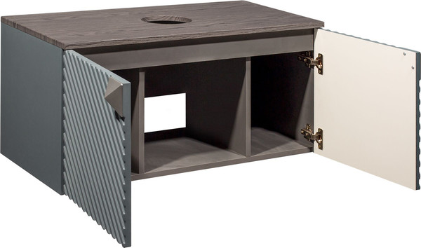 Изображение товара Тумба под умывальник Runo Андорра 85 (подвесная, графит/дуб коньячный)