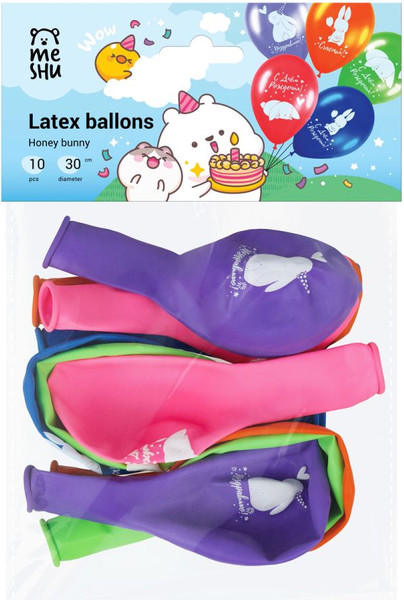 Изображение товара Набор воздушных шаров Meshu Honey bunny М12/30см / MS_52766 (10шт, ассорти)