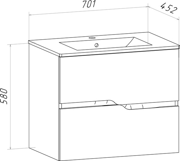Изображение товара Тумба под умывальник Runo Палермо 70 (подвесная)