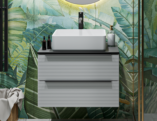 Изображение товара Тумба под умывальник Runo Орлеан 70 (подвесная, белый матовый/черный)