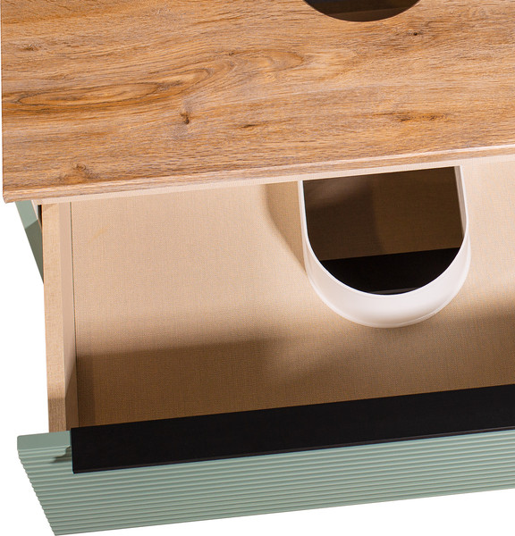 Изображение товара Тумба под умывальник Runo Орлеан 70 (подвесная, зеленый/дуб натуральный)