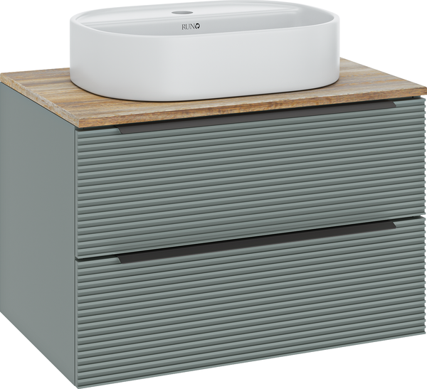 Изображение товара Тумба под умывальник Runo Орлеан 70 (подвесная, зеленый/дуб натуральный)