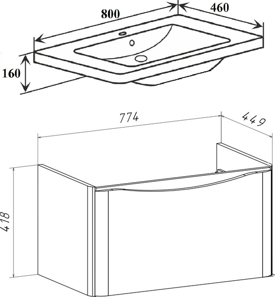 Изображение товара Тумба под умывальник Runo Тоскана 80 (подвесная, белый)