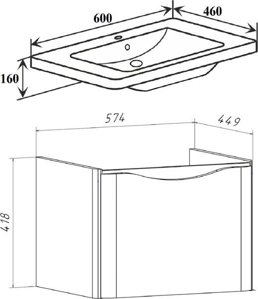 Изображение товара Тумба под умывальник Runo Тоскана 60 (подвесная, светлое дерево)